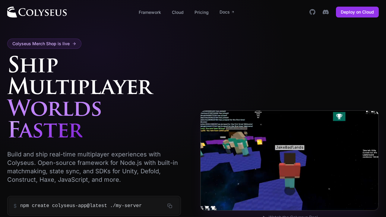 Colyseus - Real-Time Multiplayer Framework for Node.js