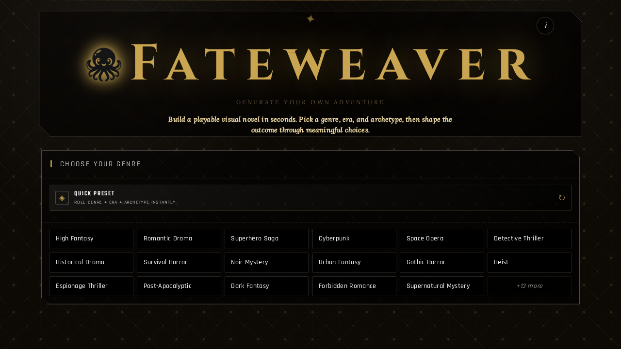 Fateweaver | AI Visual Novel Generator & Interactive Story Game