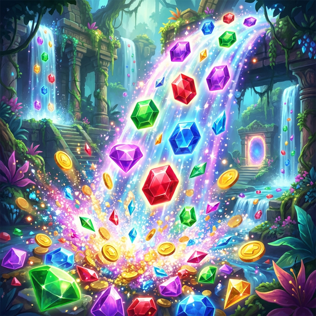 Gemstone Cascade | Play AI Game on Plutus