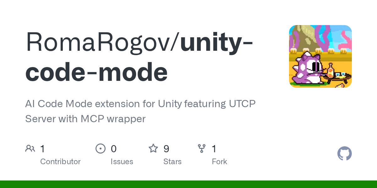 GitHub - RomaRogov/unity-code-mode: AI Code Mode extension for Unity featuring UTCP Server with MCP wrapper