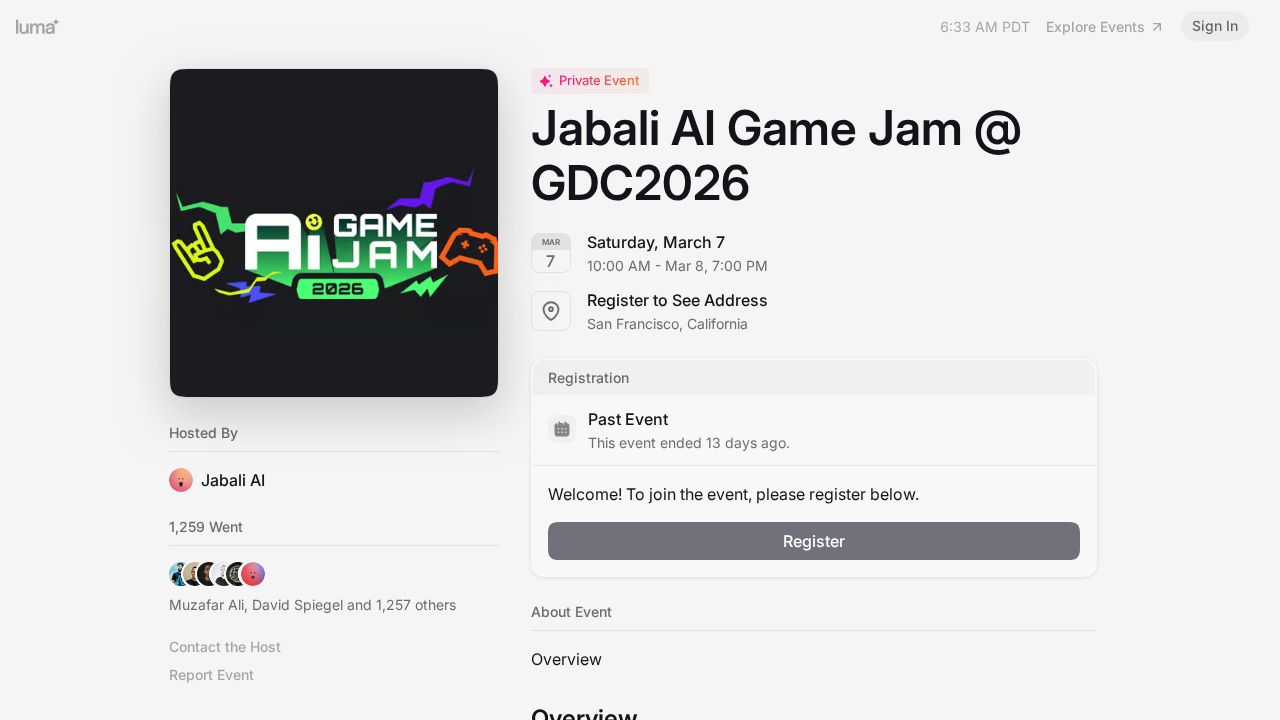 Jabali AI Game Jam @ GDC2026 · Luma