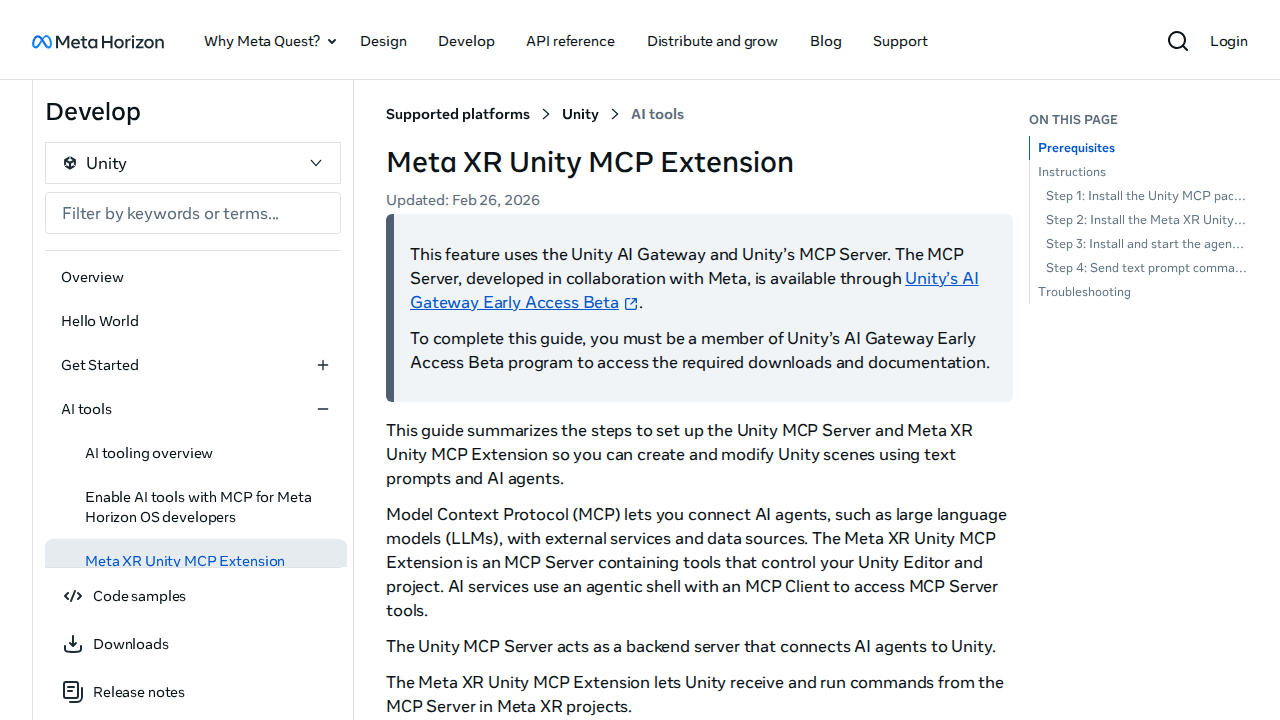 Meta XR Unity MCP Extension