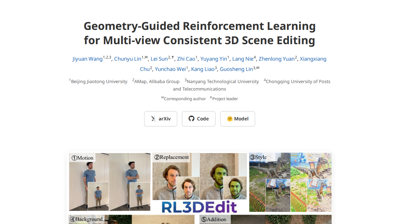 RL3DEdit | Geometry-Guided Reinforcement Learning for Multi-view Consistent 3D Scene Editing