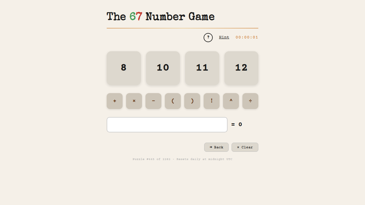 The 67 Number Game — Daily Math Puzzle